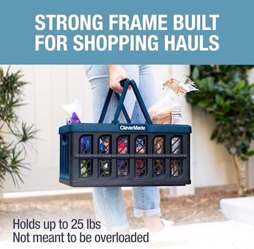 CleverMade Collapsible Shopping Basket - 24L - Obsidian - Image 2