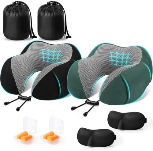 CloudBliss Memory Foam Travel Neck Pillow Airplane, 2 Pack by CloudBliss