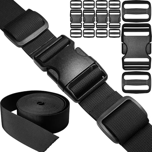 1-1/2 inch Straps Buckles Set: 6 yard Nylon Webbing Strap 1.5" Wide, 5 pack by HISUNTEC