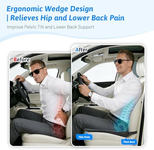 Wedge Car Seat Cushion for Driving for Better Visibility & Sciatica Relief - Image 5