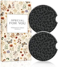 Swooflia Elegant Ceramic Car Coasters Classic Black Leopard Car Accessories by Swooflia