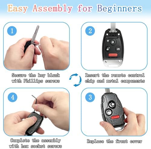 Key Fob Shell for Honda Accord Crosstour, Civic LX, Carbon Fiber - Image 6