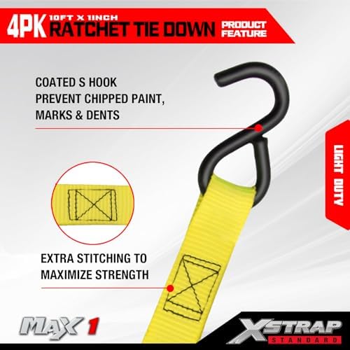 XSTRAP STANDARD 4-PK Ratchet Tie Down Straps - Image 5