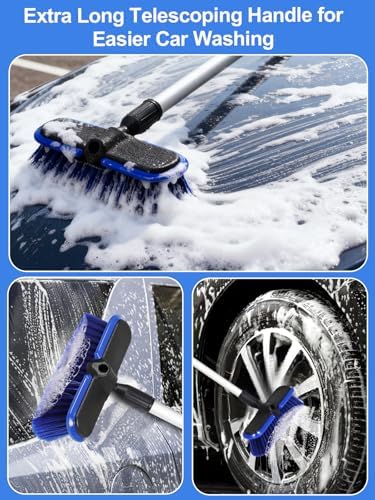 Car Wash Brush with Long Handle 62"/156cm Telescoping Mop Pole 10" /25.4cm - Image 6