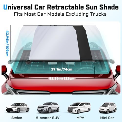 KUST Upgraded 2 Pack Retractable Automotive Sunshade Car Window Sunshades - Image 5