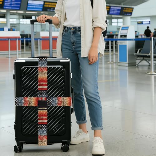 2 Pack Independence Day Luggage Straps 1.97 x 70.87 Inch Vintage Red White Blue - Image 4