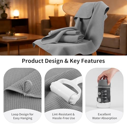 MICROFI Waffle Weave Bath Towel Set, Microfiber, 4 Pieces, Quick Dry, - Image 5