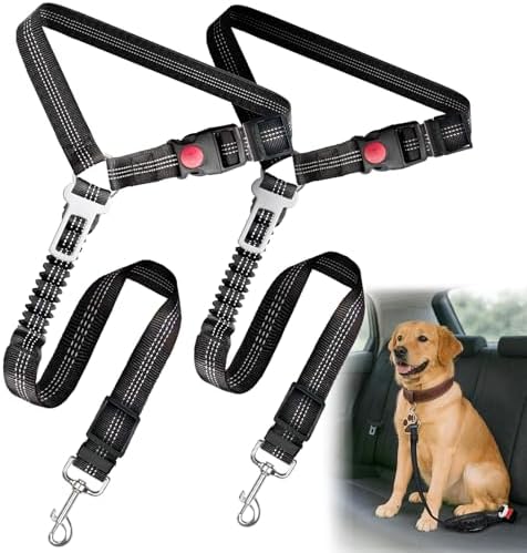 2-Pack Dog Car Seat Belt, 3-in-1 Headrest-Mounted Dog Seatbelt by Frskcssd
