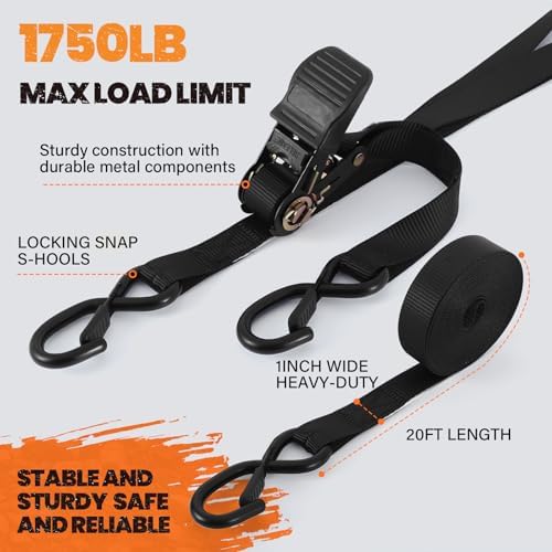 20FT Heavy Duty Ratchet Straps 4-Pack - Image 2
