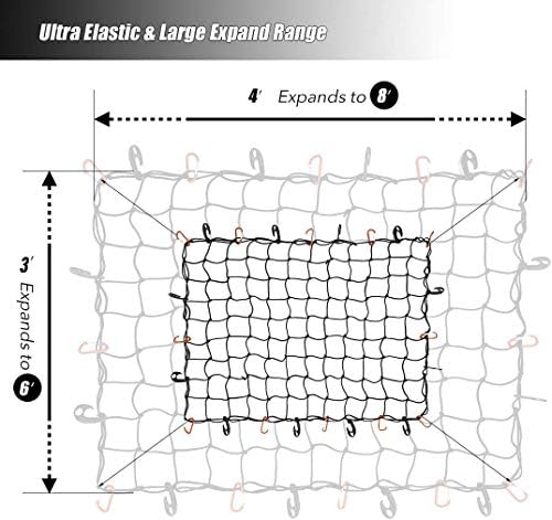 CZC AUTO Bungee Cargo Net 3x4Ft Stretches to 6x8Ft - Image 2
