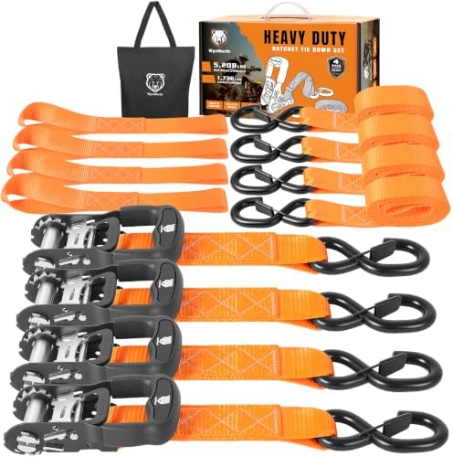 Retractable Ratchet Straps 4 Pack, 5208LBS Break Strength by Unknown