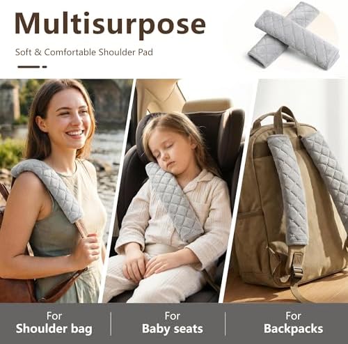 Soft Auto Seat Belt Pads Extra Long 13.7in, Seatbelt Shoulder Cover, 2 Piece Set - Image 5