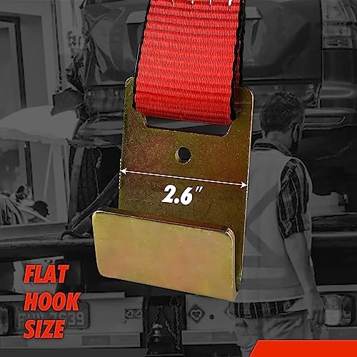 Car Tie Down Straps for Trailers, 4 Pack 2" x 96" Tire Straps, Flat Hooks - Image 4