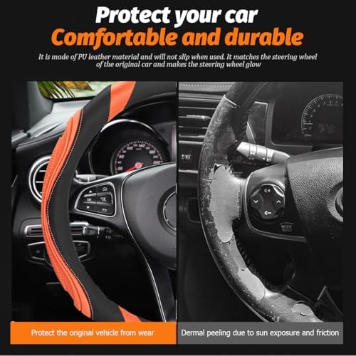 Osilly 15 Inch Artificial Leather Steering Wheel Cover - Image 4