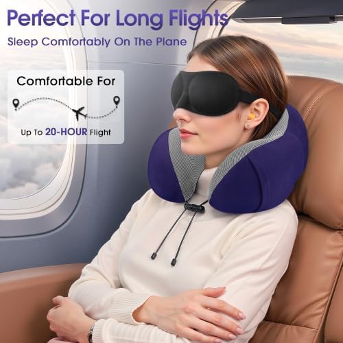 CloudBliss Memory Foam Travel Neck Pillow Airplane, 2 Pack - Image 4
