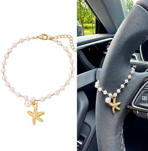 Steering Wheel Charm Accessory Starfish Peral Pendant Car Decor Rearview Mirror by JOYTEZZ