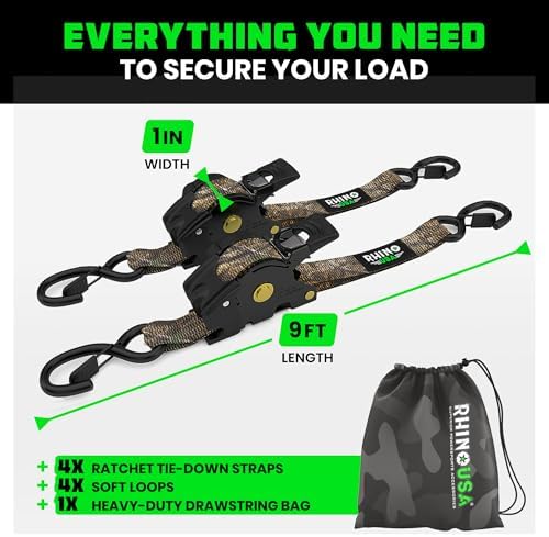 Rhino USA Retractable Ratchet Straps - 1in x 9ft - Image 6