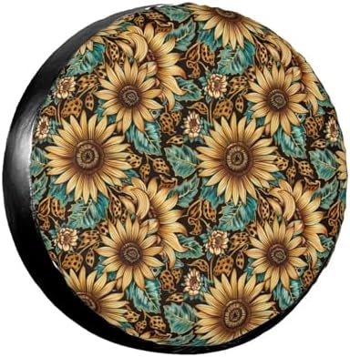 Sunflower Aztec Tire Covers Boho Leopard Heavy Duty Wheel Protectors by MAGIFUN