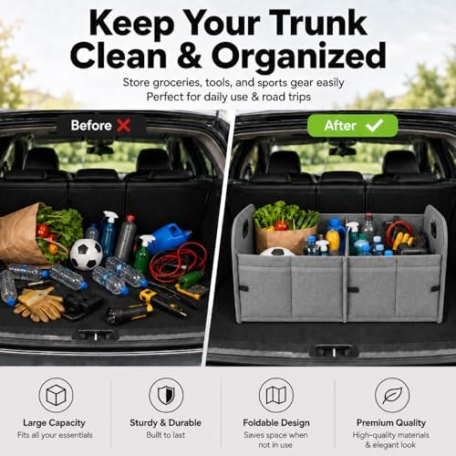 PAT SAM'S Car Trunk Organizer for SUV, Collapsible Storage Box - Image 4