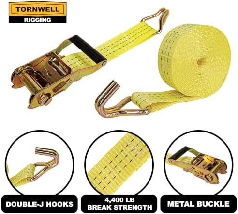 10-Pack Heavy Duty Ratchet Tie-Down Straps, 1.5 x 15 ft, 400 lb Break Strength - Image 2