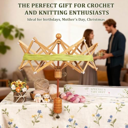 SPEENSUN Foldable Beech Wood Yarn Swift, 4-Step Setup Umbrella - Image 6