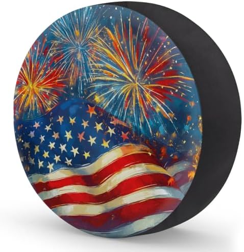 Fireworks Flag Spare Tire Cover Dust-Proof Wheel Protector - Image 2
