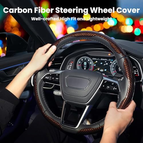 Hiseanllo Carbon Fiber Steering Wheel Cover 3PCS Set – Anti-Slip, - Image 2