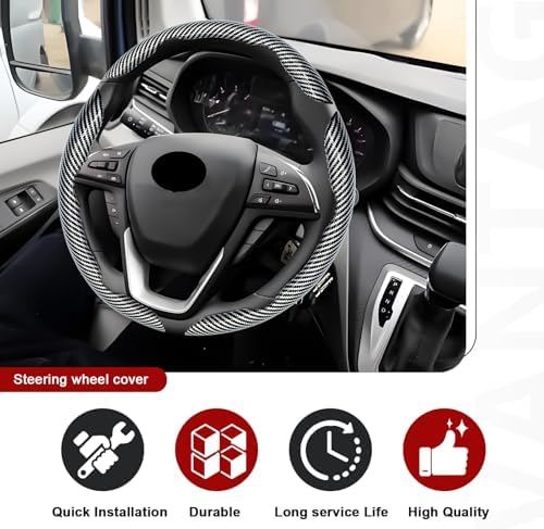 3pcs Universal Carbon Fiber Steering Wheel Cover - Image 6