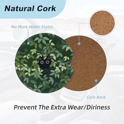 Cat in The Meadow Car Coasters for Cup Holders, 2 Pack Car Cup Holder Coasters - Image 4