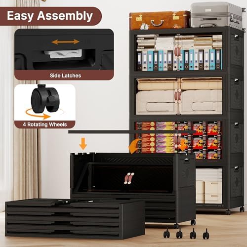 Stackable Storage Bins with Doors & Lids & Wheels - Image 5