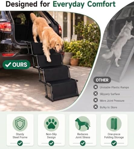 Foldable Dog Stairs Steps for Car Truck SUV, Stairs for Dogs to Get in Car - Image 4