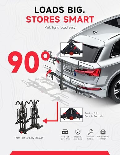 Young 4-Bike Rack Hitch Mount Platform Style Carrier - Image 5
