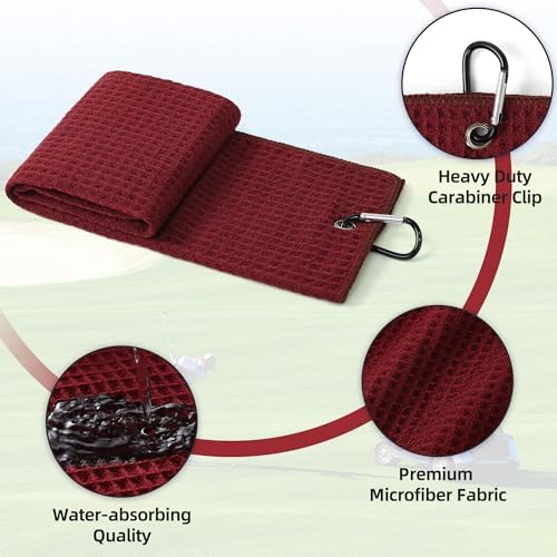 Mile High Life Golf Towel & Groove Brush Set, Microfiber Waffle-16 x24 - Image 2