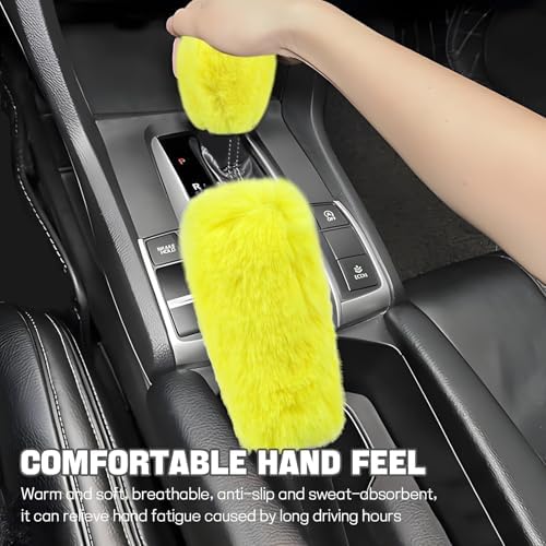 Hovom 2PCS Fluffy Car Gear Shift Knob Cover & Handbrake Cover - Image 4