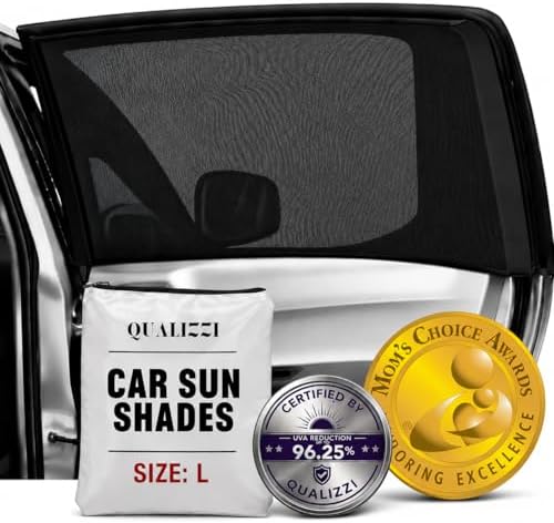 L/Car Window Shades for Baby, 8 Sizes/2-Pack. Stretch-to-Fit Up to H:18"× W:40" by Qualizzi