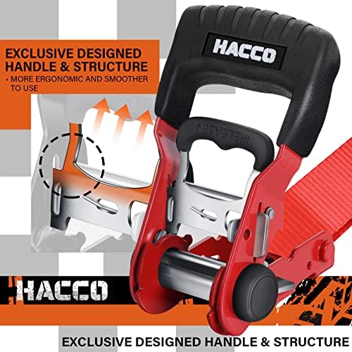 HACCOPLANET 1.6in Heavy Duty Ratchet Tie Down Straps 4PK - Image 2