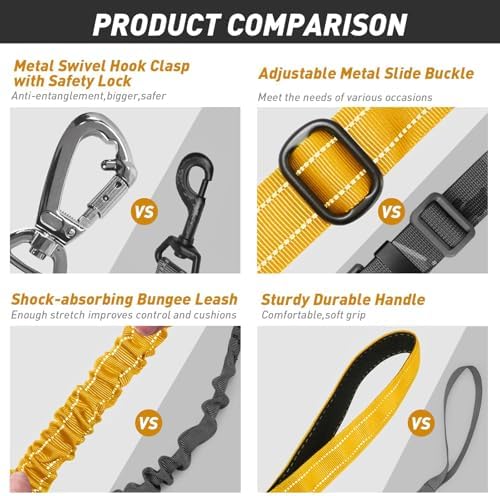 AUBELL Tactical Dog Leash Heavy Duty, 4-6ft No Pull Bungee Leash - Image 4