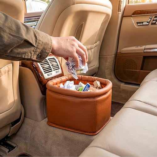 Leather Car Trash Can, Luxury Leakproof Car Organizer - Image 2