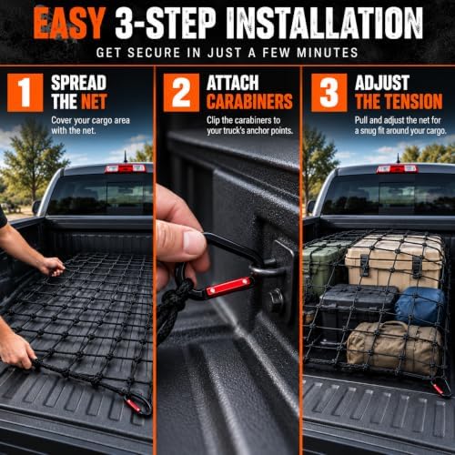 Cargo Net for Pickup Truck Bed, Heavy Duty Bungee Net - Image 7