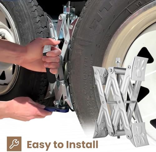 X-Shaped RV Wheel Chock Fit 4.13” to 13.4” Camper Wheel Chock Stabilizer Scissor - Image 2