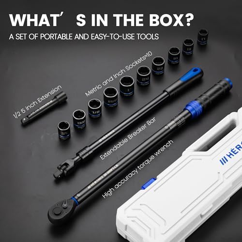 13PCS 1/2-Inch Drive Click Torque Wrench Set, Tire Change Kit - Image 2