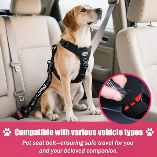 IBWell Dog Seat Belt, 3 Piece Set Retractable Dog Car Harness Adjustable Dog - Image 6