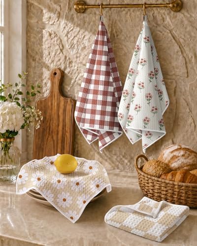 Miss Adola 2pcs Double-Sided Microfiber Kitchen Towels, Rustic Bloom - Image 5