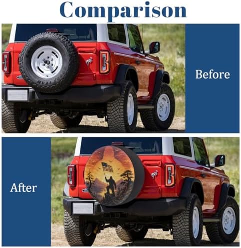 Bigfoot American Flag Spare Tire Cover Wheel Covers Protectors Waterproof - Image 5