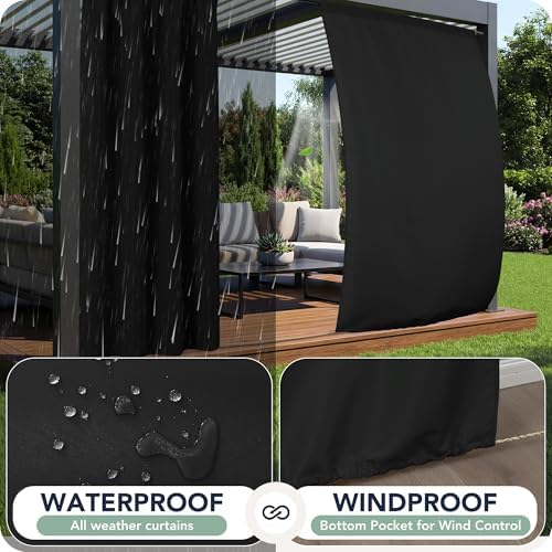 Patio Curtains Outdoor Waterproof, 4 Panels, Rod Pocket Sunshades - Image 2