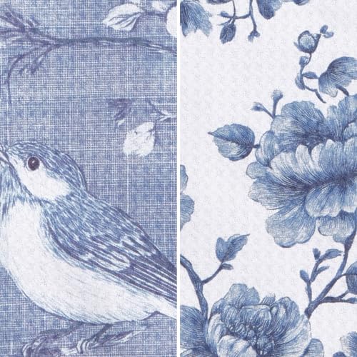 Ritz Waffle Microfiber Kitchen Towel 2pc Set – Birds & Blooms – Ultra Absorbent - Image 2