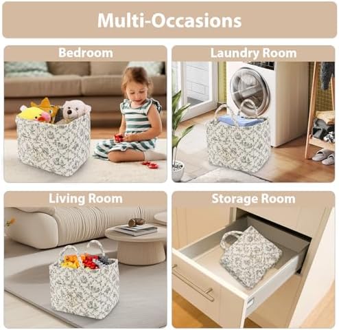 Storage Basket Boho Fabric Large Collapsible Floral Laundry Nursery Hamper - Image 4