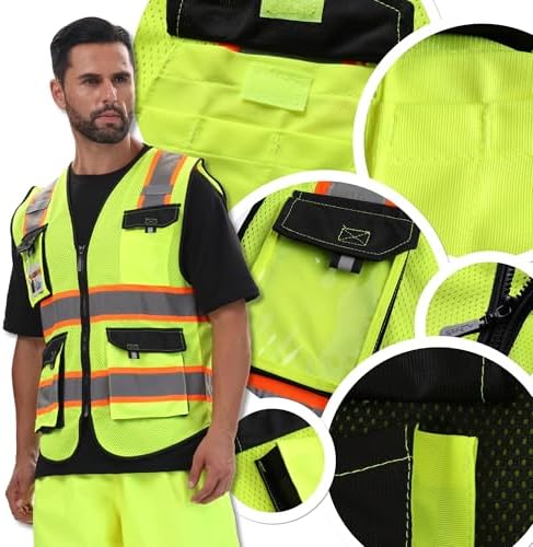 JKSafety Safety Vest for Men Women Hi Vis Reflective Vest JK220 YBlack S - Image 5