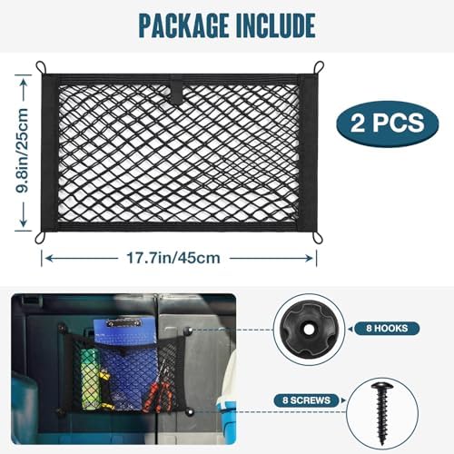 TOBWOLF 2PCS 25x45cm/9.8x17.7in Cargo Storage Net - Image 2