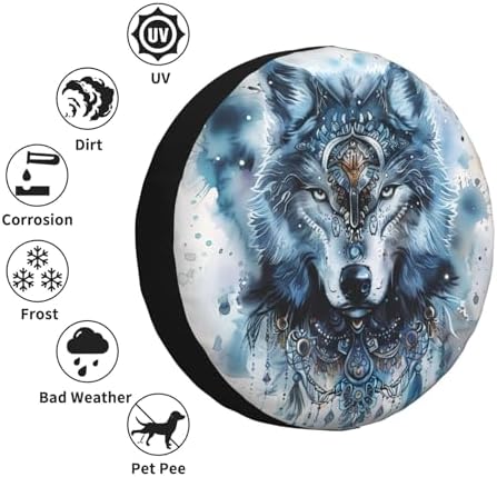 Native Wolf Spare Tire Cover Weatherproof Universal Wheel Protectors Wheel - Image 5